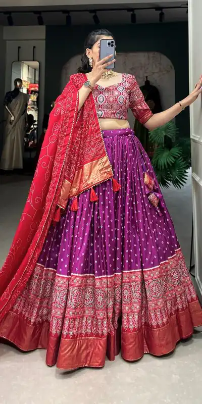 AF Lahriya Purple Color Tussar Patola Print Foil Work Lehenga Choli Casual, Party Wear, Events, Festivals Wear Etc. Expected Delivery 4-6 Working Days @1999 | Lehenga, Bollywood Lehenga, Creative Lehenga, Designer Lehenga, Embroidered Lehenga, Party Wear Lehenga