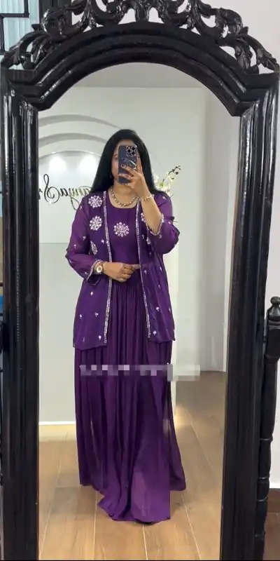 PC 365 Violet Color Georgette Embroidery With Shrug Lehenga Choli Casual, Party Wear, Events, Festivals Wear Etc. Expected Delivery 4-6 Working Days @2029/- | Lehenga, Bollywood Lehenga, Creative Lehenga, Designer Lehenga, Embroidered Lehenga, Party Wear Lehenga