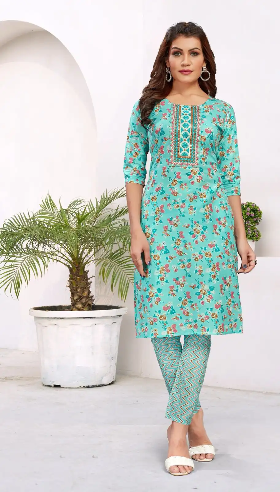 INLI Samaira Blue Color Heavy Cambric Cotton Print Embroidery Work Kurti Casual, Wedding, Party, Festive, Events . Expected Delivery 4-6 Working Days @1499 | Kurti, Bollywood Kurti, Creative Kurtis, Designer Kurti, Party Wear Kurti, Selfie Kurti
