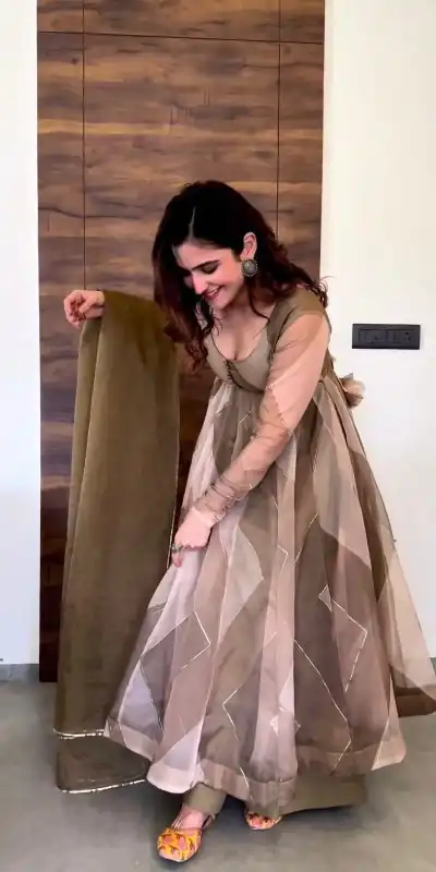 RTC 5517 Brown Color Tabby Silk Organza Digital Printed Salwar Suit Wedding, Party, Festive, Events Etc. Expected Delivery 4-6 Working Days @2099/- | Jump Suits, Salwar suit, Casual Suits, Creative suits, Designer Suits, Palazzo Suits, Party Wear Suits, Patiala Suits, Straight Suits