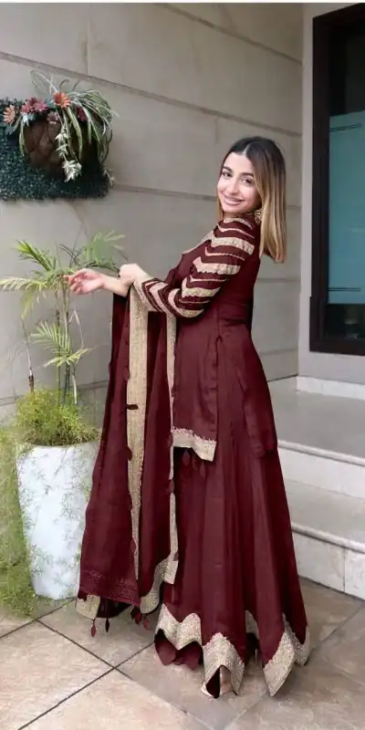 NSR 691 Maroon  Color Faux Georgette Embroidery Work Salwar Suit Casual, Party Festive, Events Etc. Expected Delivery 4-6 Working Days @1899/ | Jump Suits, Salwar suit, Casual Suits, Creative suits, Designer Suits, Palazzo Suits, Party Wear Suits, Patiala Suits, Straight Suits