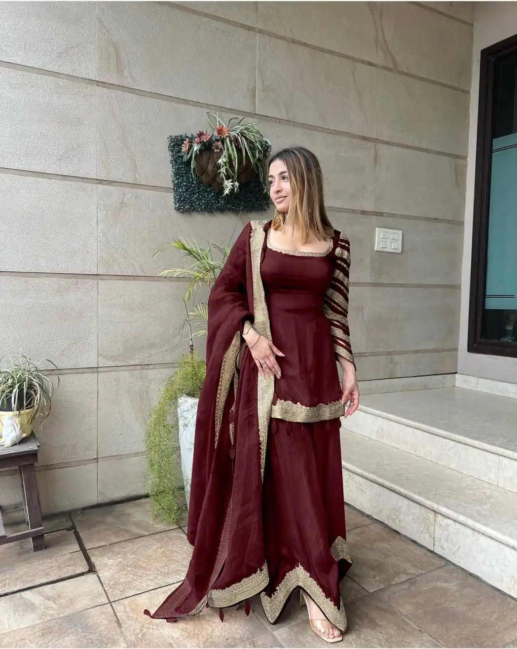 NSR 691 Maroon  Color Faux Georgette Embroidery Work Salwar Suit Casual, Party Festive, Events Etc. Expected Delivery 4-6 Working Days @1899/ | Jump Suits, Salwar suit, Casual Suits, Creative suits, Designer Suits, Palazzo Suits, Party Wear Suits, Patiala Suits, Straight Suits