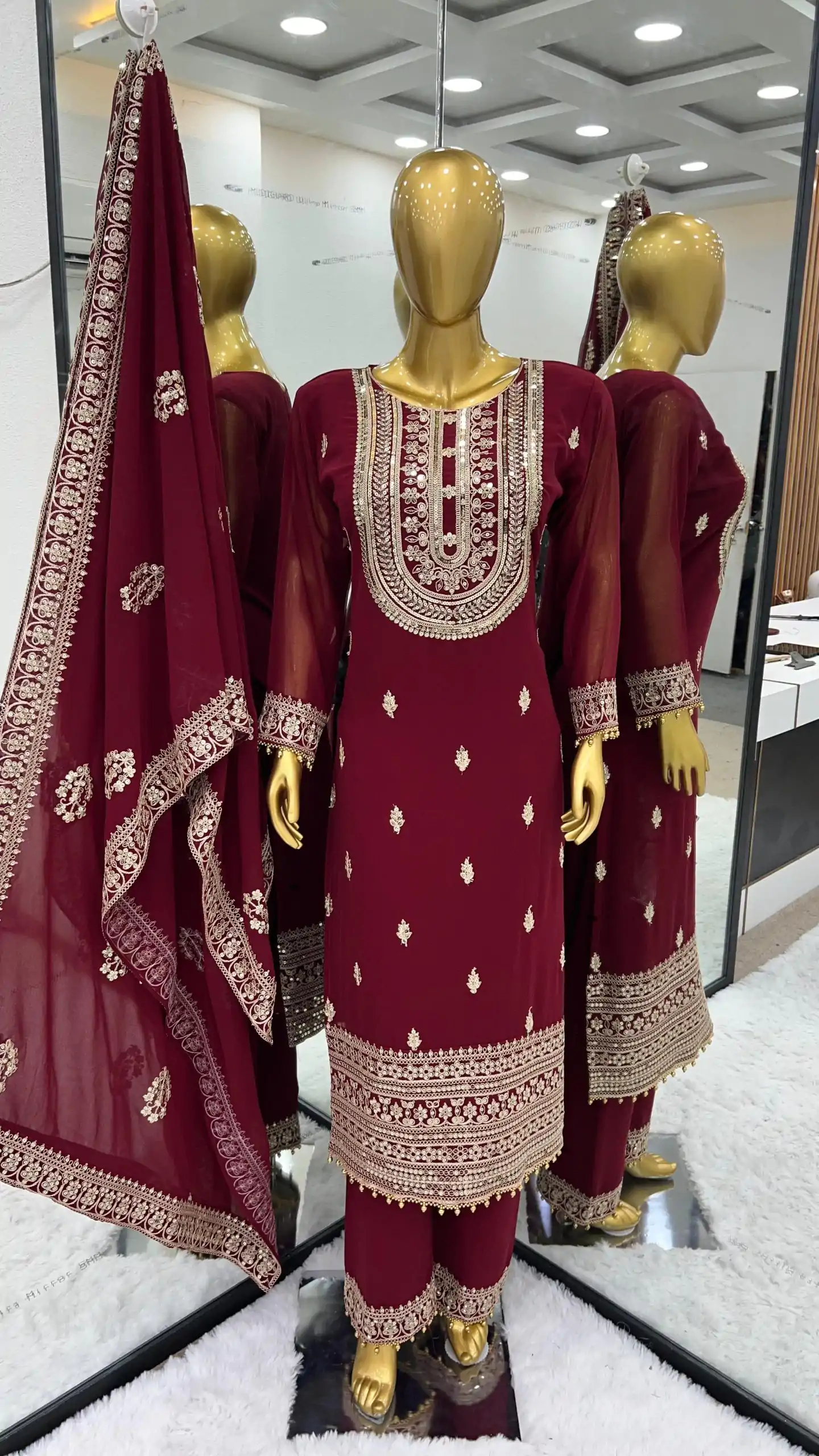 SRK 5162 Maroon Color Faux Georgette Embroidery Salwar Suit Wedding, Party, Festive, Events Expected Delivery 4-6 Working Days @ 1999/- | Salwar suit, Casual Suits, Creative suits, Designer Suits, Palazzo Suits, Party Wear Suits, Patiala Suits, Straight Suits