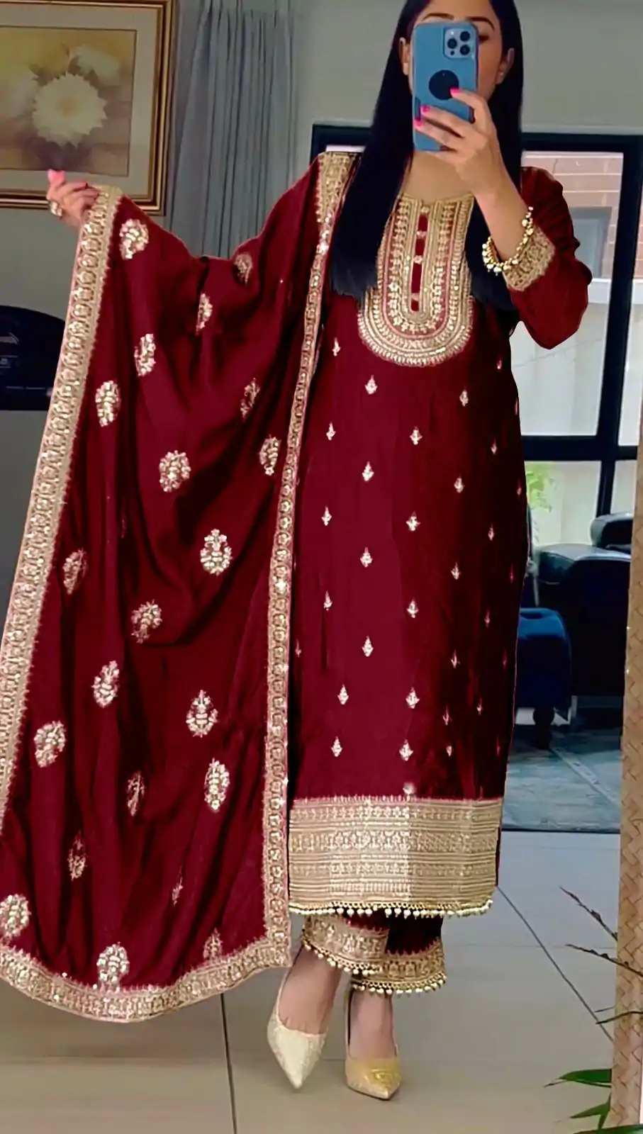 SRK 5162 Maroon Color Faux Georgette Embroidery Salwar Suit Wedding, Party, Festive, Events Expected Delivery 4-6 Working Days @ 1999/- | Salwar suit, Casual Suits, Creative suits, Designer Suits, Palazzo Suits, Party Wear Suits, Patiala Suits, Straight Suits