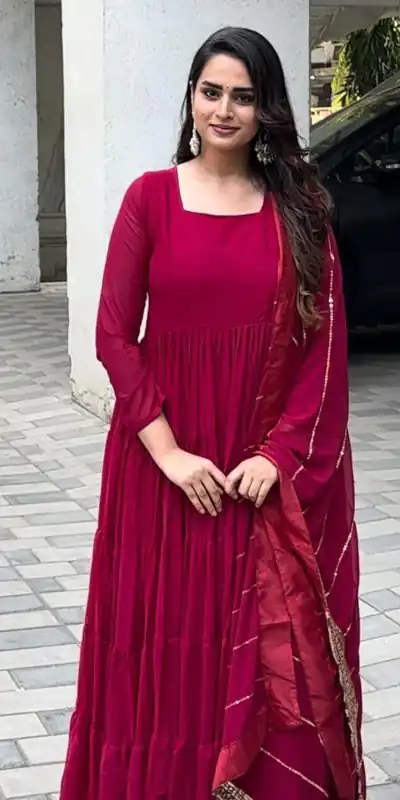 RTC 5593 Pink Color Georgette Ruffle Style Dori Latkan Anarkali Suit Casual, Wedding, Party, Festive, Events. Expected Delivery 4-6 Working Days @1999/- | Anarkali Suits, Bollywood Anarkali, Creative-Anarkali, Designer Anarkali, Embroidered Anarkali, Party Wear Anarkali