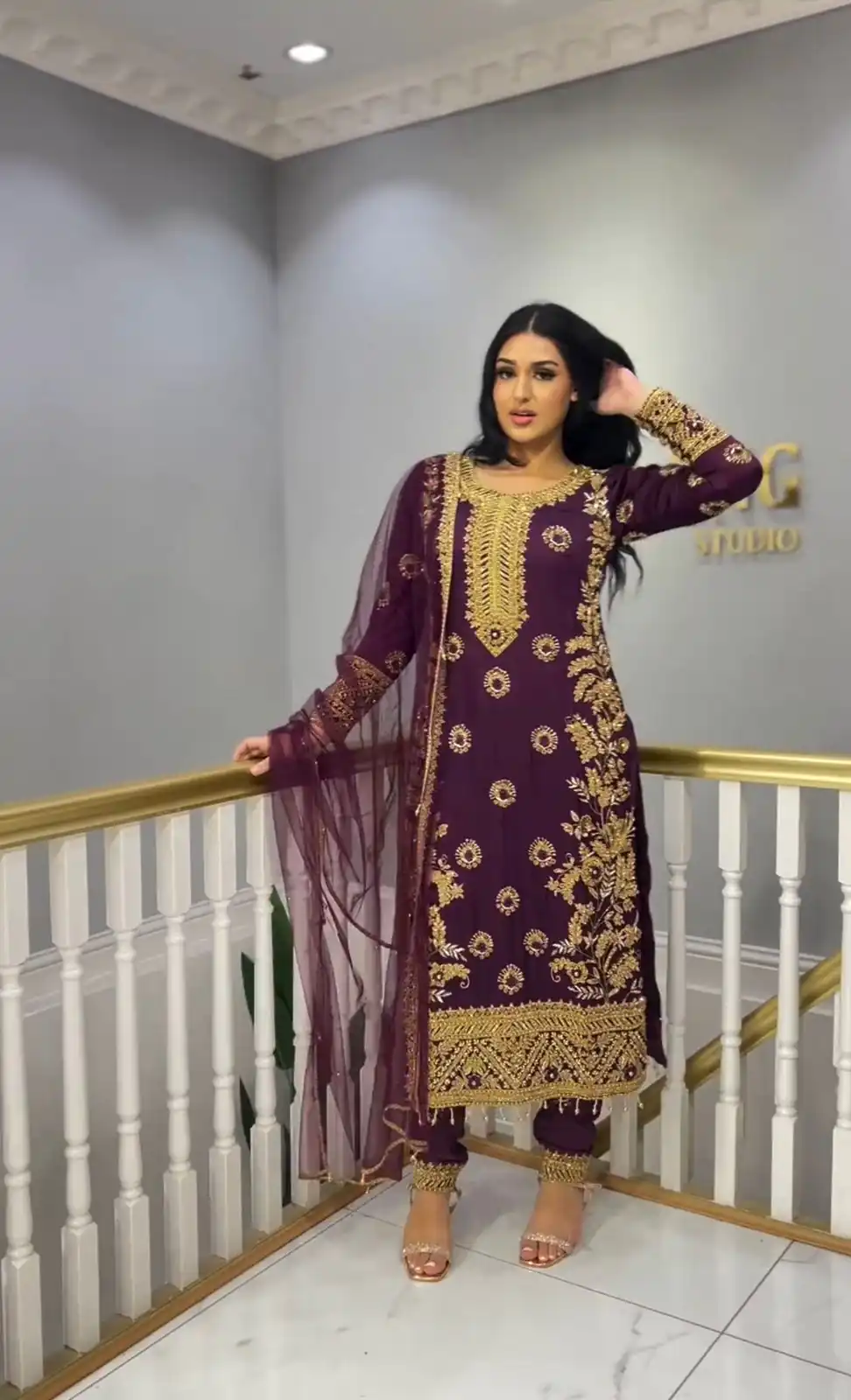 SSR 463 Purple Color Chinnon Silk Embroidery Sequence Salwar Suit Wedding, Party, Festive, Events Expected Delivery 4-6 Working Days @ 2099/- Only | Salwar suit, Casual Suits, Creative suits, Designer Suits, Party Wear Suits, Straight Suits