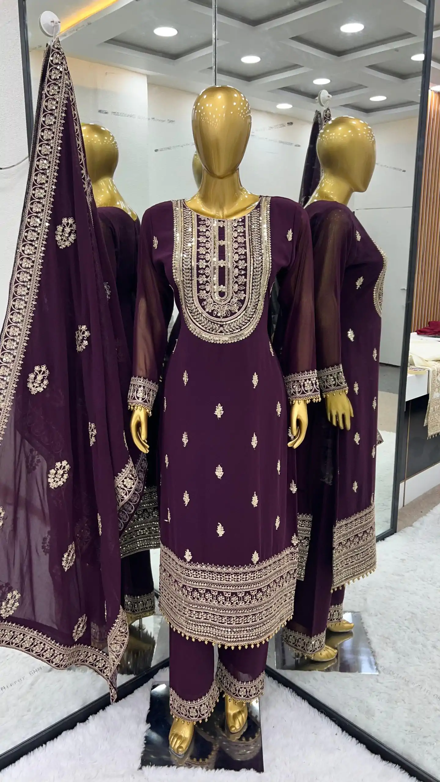 SRK 5162 Purple Color Faux Georgette Embroidery Salwar Suit Wedding, Party, Festive, Events Expected Delivery 4-6 Working Days @ 1999/- | Salwar suit, Casual Suits, Creative suits, Designer Suits, Palazzo Suits, Party Wear Suits, Patiala Suits, Straight Suits