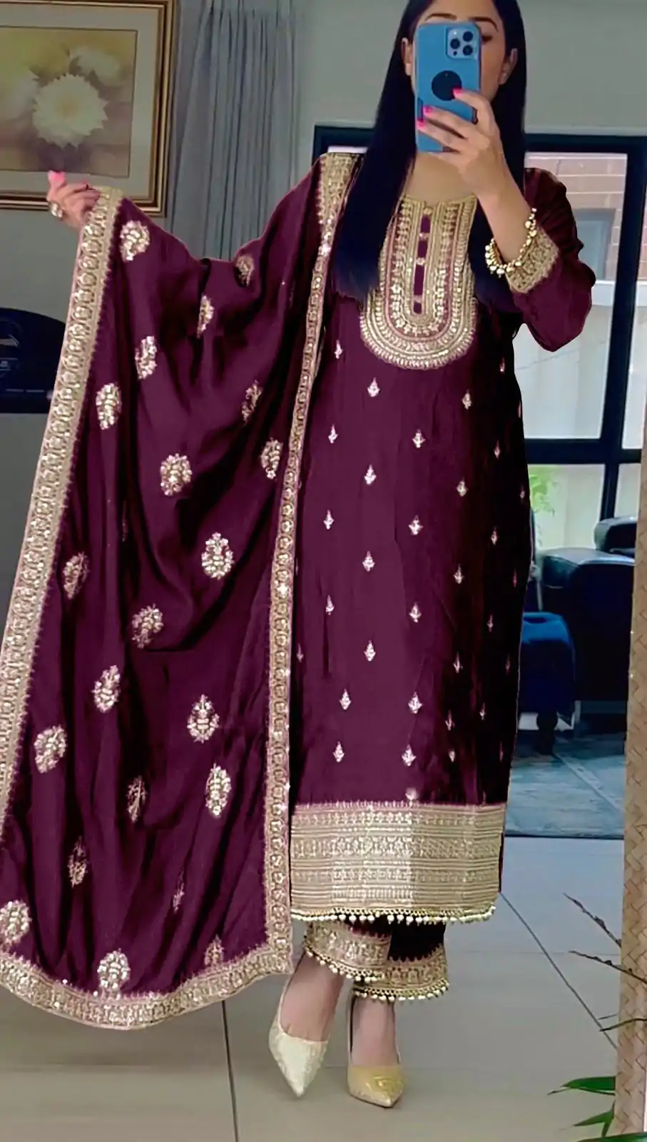 SRK 5162 Purple Color Faux Georgette Embroidery Salwar Suit Wedding, Party, Festive, Events Expected Delivery 4-6 Working Days @ 1999/- | Salwar suit, Casual Suits, Creative suits, Designer Suits, Palazzo Suits, Party Wear Suits, Patiala Suits, Straight Suits