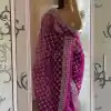 Sublime Purple Color Organza Embroidery Thread Saree