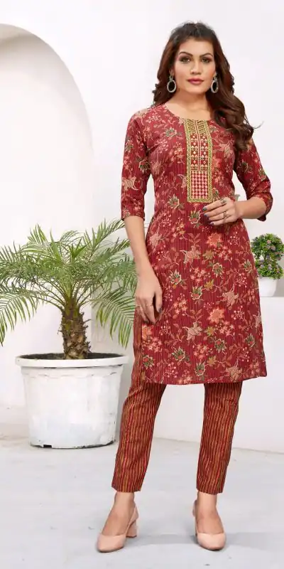 INLI Samaira Red Color Heavy Cambric Cotton Print Embroidery Work Kurti Casual, Wedding, Party, Festive, Events . Expected Delivery 4-6 Working Days @1499 | Kurti, Bollywood Kurti, Creative Kurtis, Designer Kurti, Party Wear Kurti, Selfie Kurti
