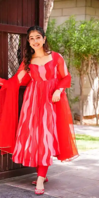 RTC 5517 Red Color Tabby Silk Organza Digital Printed Salwar Suit Wedding, Party, Festive, Events Etc. Expected Delivery 4-6 Working Days @2099/- | Jump Suits, Salwar suit, Casual Suits, Creative suits, Designer Suits, Palazzo Suits, Party Wear Suits, Patiala Suits, Straight Suits