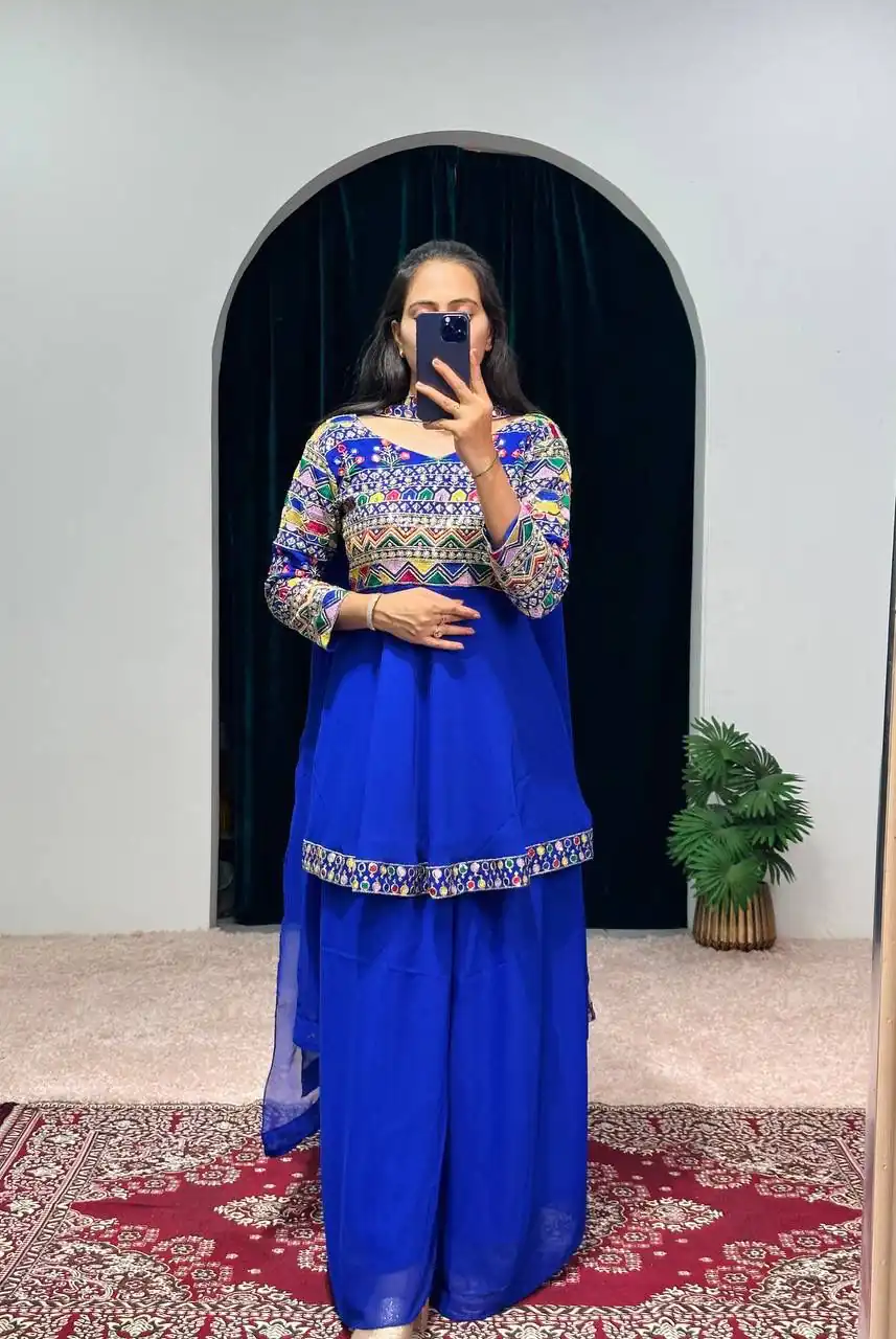 ST 1048 Royal Blue Color Georgette Heavy Embroidery Salwar Suit Casual, Wedding, Party, Festive, Events Etc. Expected Delivery 4-6 Working Days @2179/- | Jump Suits, Salwar suit, Casual Suits, Creative suits, Designer Suits, Palazzo Suits, Party Wear Suits, Patiala Suits, Straight Suits