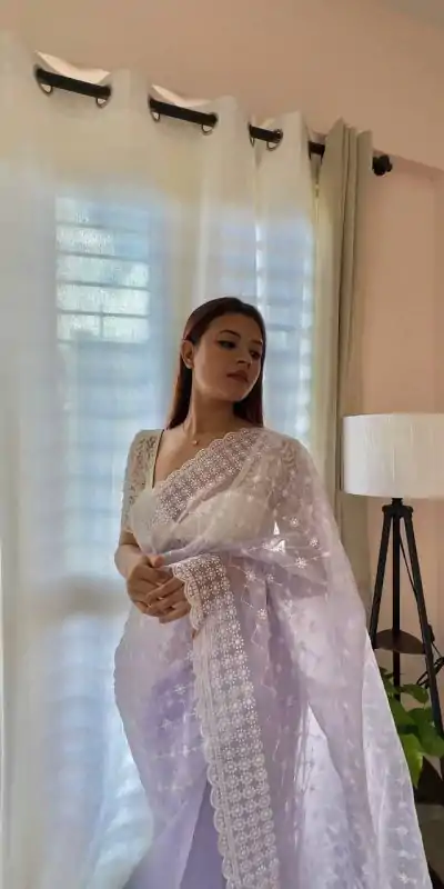  AC ARROW Violet Color Organza Embroidery Thread Work Saree Casual, Wedding, Festive, Events Expected Delivery 4-6 Working Days @2099/- | Designer Sarees, Sarees, Bollywood Sarees, Creative Sarees, Embroidered Sarees, Ethnic Saree, Modern Digital sarees, Party Wear Sarees