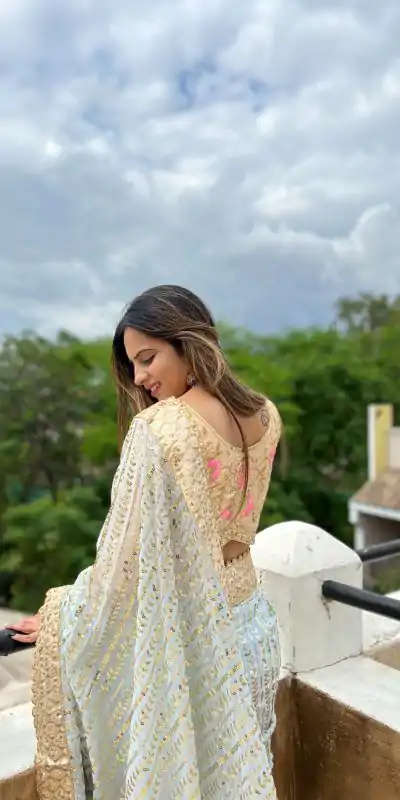 JR 585 White Color Georgette Embroidery Sequence Piping Saree Casual, Wedding, Festive, Events Expected Delivery 4-6 Working Days @1949/- | Designer Sarees, Sarees, Bollywood Sarees, Creative Sarees, Embroidered Sarees, Ethnic Saree, Modern Digital sarees, Party Wear Sarees