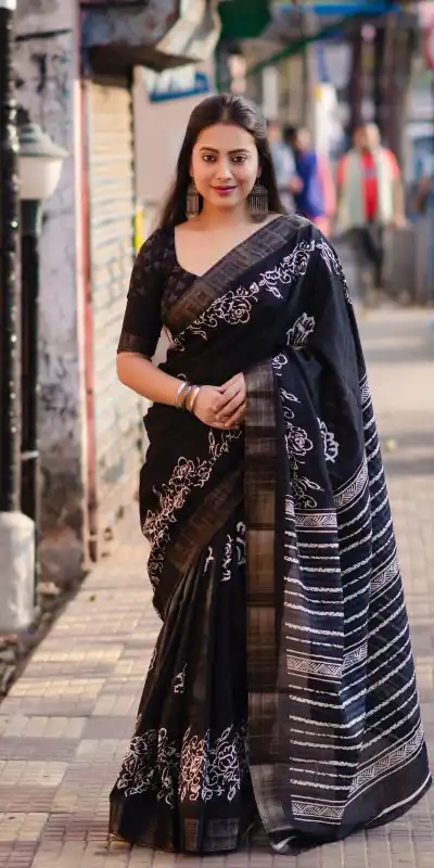 NT 493 Black Color Plain Linen Digital Printed All Over Saree Events Casual Wedding Festive . Expected Delivery  4-6 Working Days @1449/- | Designer Sarees, Embroidered Sarees, Sarees, Bollywood Sarees, Creative Sarees, Ethnic Saree, Modern Digital sarees, Party Wear Sarees