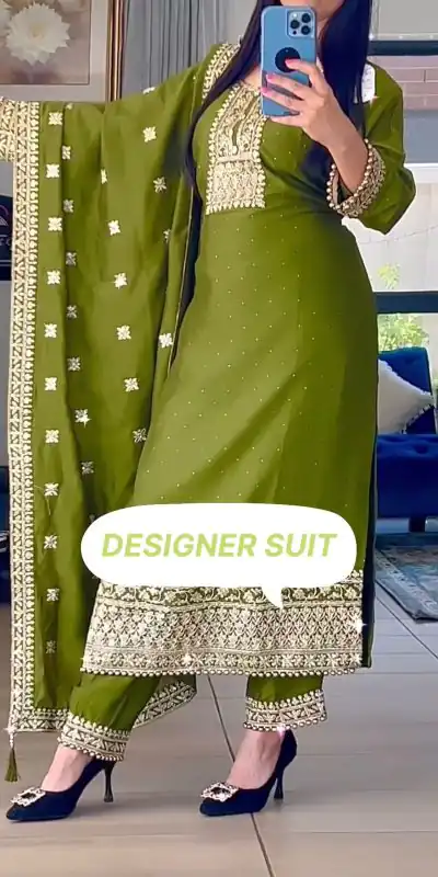 SSR 467 Green Chinnon Silk Embroidery Sequins Sharara Suit Wedding, Party, Festive, Events Etc. Expected Delivery 4-6 Working Days @1999/- | Salwar suit, Casual Suits, Creative suits, Designer Suits, Palazzo Suits, Party Wear Suits, Straight Suits