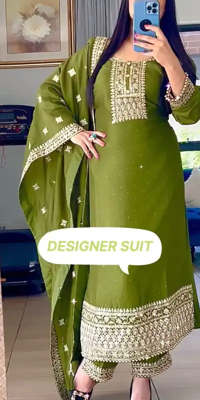 SSR 467 Green Chinnon Silk Embroidery Sequins Sharara Suit Wedding, Party, Festive, Events Etc.   Expected Delivery 4-6 Working Days @1999/- | Salwar suit, Casual Suits, Creative suits, Designer Suits, Palazzo Suits, Party Wear Suits, Straight Suits