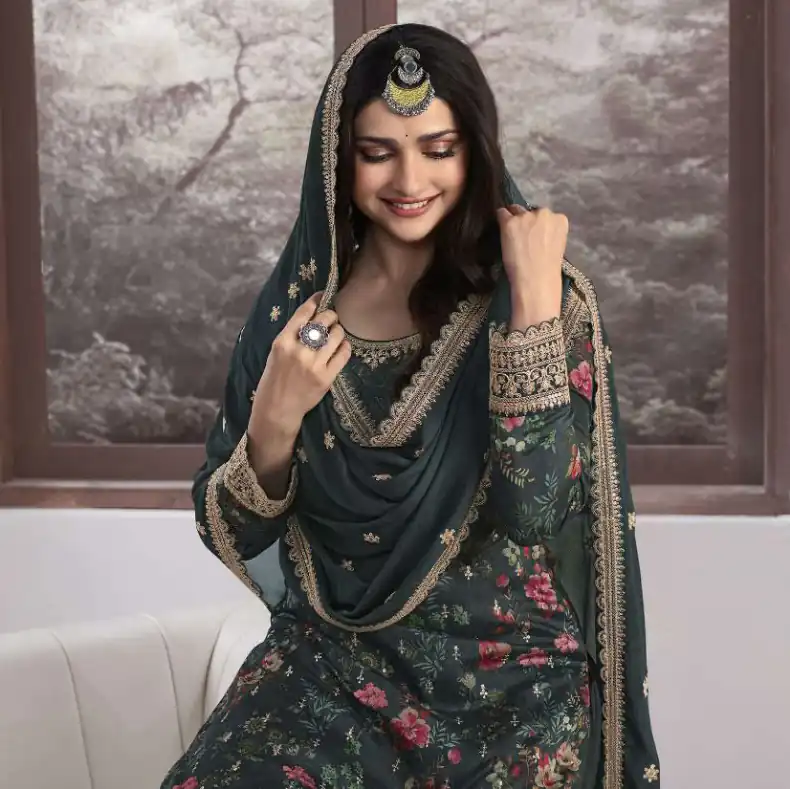 FC Swara 65586 Green Color Vichitra Digital Print Embroidery Salwar Suit Wedding, Party, Festive events, etc.  Expected Delivery  4-6 Working Days @2699 | Casual Suits, Jump Suits, Salwar suit, Creative suits, Designer Suits, Palazzo Suits, Party Wear Suits, Patiala Suits, Straight Suits