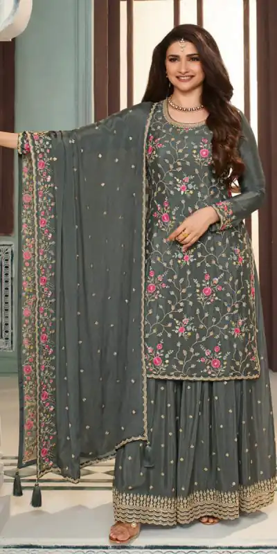 FC AVANTI Grey Color Chinon Embroidery Multi Work Salwar Suit Wedding, Party, Festive events, etc. Expected Delivery 4-6 Working Days @2899/- | Casual Suits, Jump Suits, Salwar suit, Creative suits, Designer Suits, Palazzo Suits, Party Wear Suits, Patiala Suits, Straight Suits