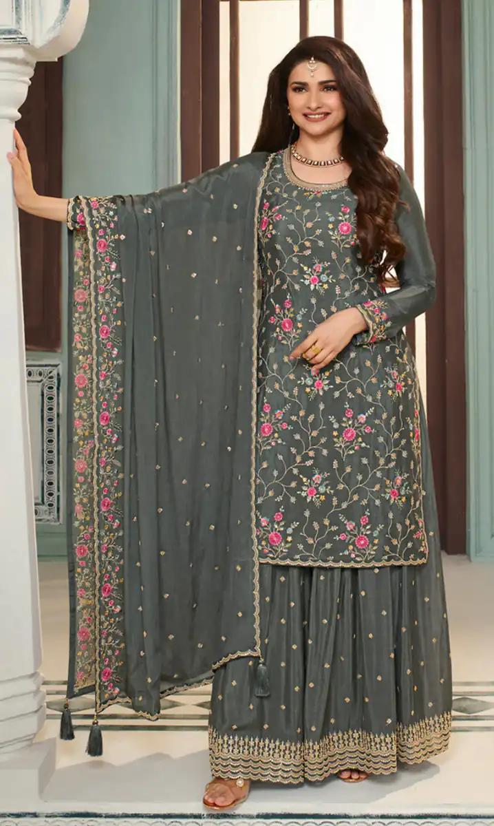 FC AVANTI Grey Color Chinon Embroidery Multi Work Salwar Suit Wedding, Party, Festive events, etc.  Expected Delivery  4-6 Working Days @2899/- | Casual Suits, Jump Suits, Salwar suit, Creative suits, Designer Suits, Palazzo Suits, Party Wear Suits, Patiala Suits, Straight Suits
