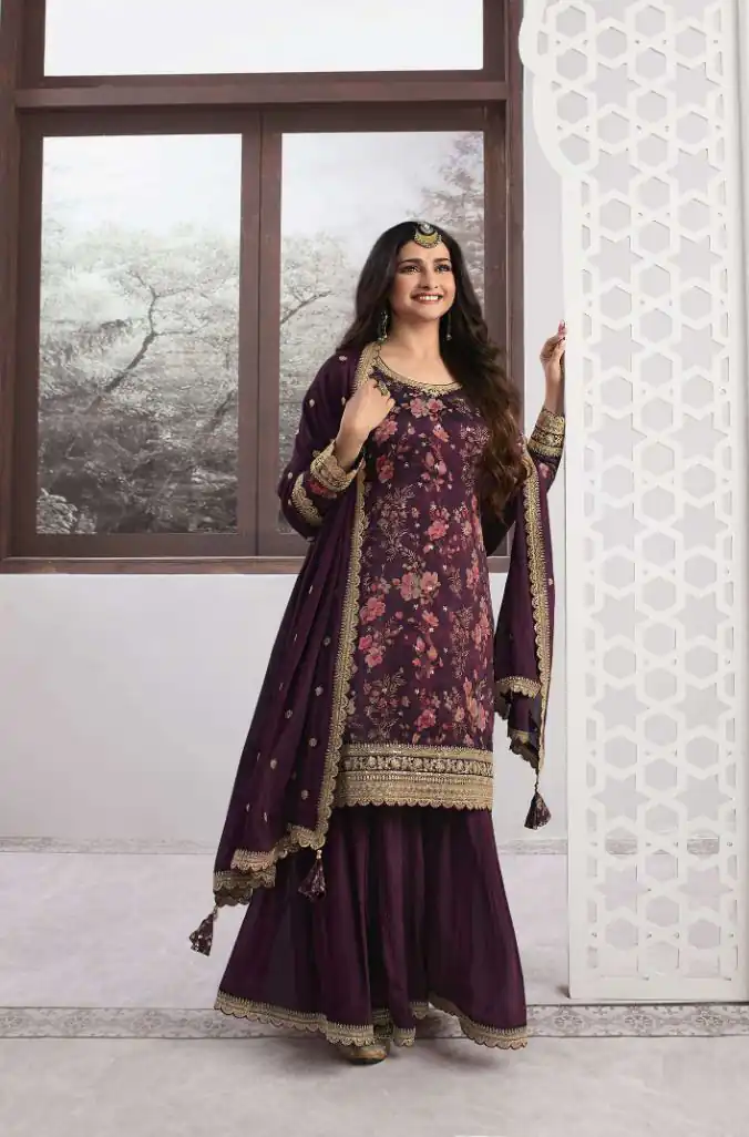 FC Swara 65581 Purple Color Vichitra Digital Print Embroidery Salwar Suit Wedding, Party, Festive events, etc.  Expected Delivery  4-6 Working Days @2699/- | Casual Suits, Jump Suits, Salwar suit, Creative suits, Designer Suits, Palazzo Suits, Party Wear Suits, Patiala Suits, Straight Suits