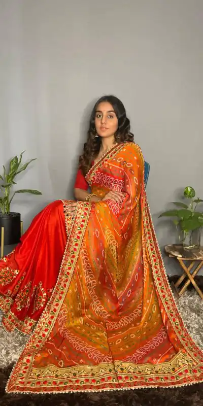 Rangoli Kavya Red Color Chiffon Material Double Shaded Saree Casual, Party Wear, Wedding, Events, Etc. Expected Delivery 4-6 Working Days 1799/- | Designer Sarees, Sarees, Bollywood Sarees, Creative Sarees, Embroidered Sarees, Ethnic Saree, Modern Digital sarees, Party Wear Sarees