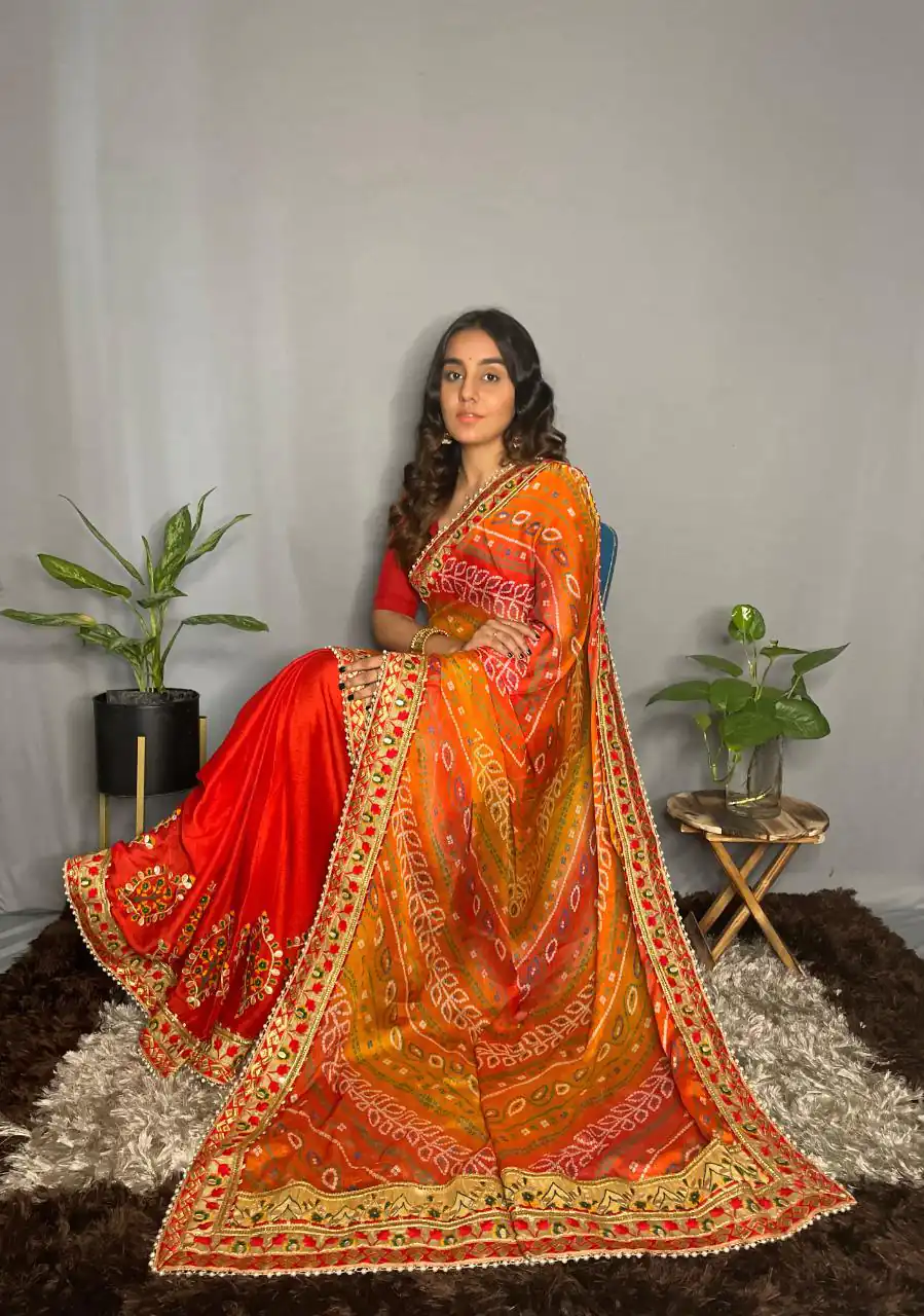 Rangoli Kavya Red Color Chiffon Material Double Shaded Saree Casual, Party Wear, Wedding, Events, Etc. Expected Delivery 4-6 Working Days 1799/- | Designer Sarees, Sarees, Bollywood Sarees, Creative Sarees, Embroidered Sarees, Ethnic Saree, Modern Digital sarees, Party Wear Sarees