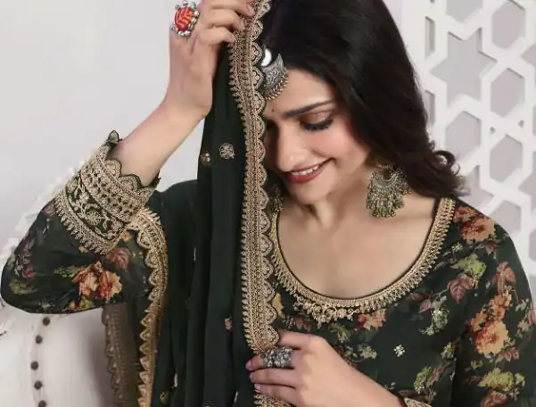 FC Swara 65582 Stone Green Color Vichitra Digital Print Embroidery Salwar Suit Wedding, Party, Festive events, etc.  Expected Delivery  4-6 Working Days @2699 | Casual Suits, Jump Suits, Salwar suit, Creative suits, Designer Suits, Palazzo Suits, Party Wear Suits, Patiala Suits, Straight Suits