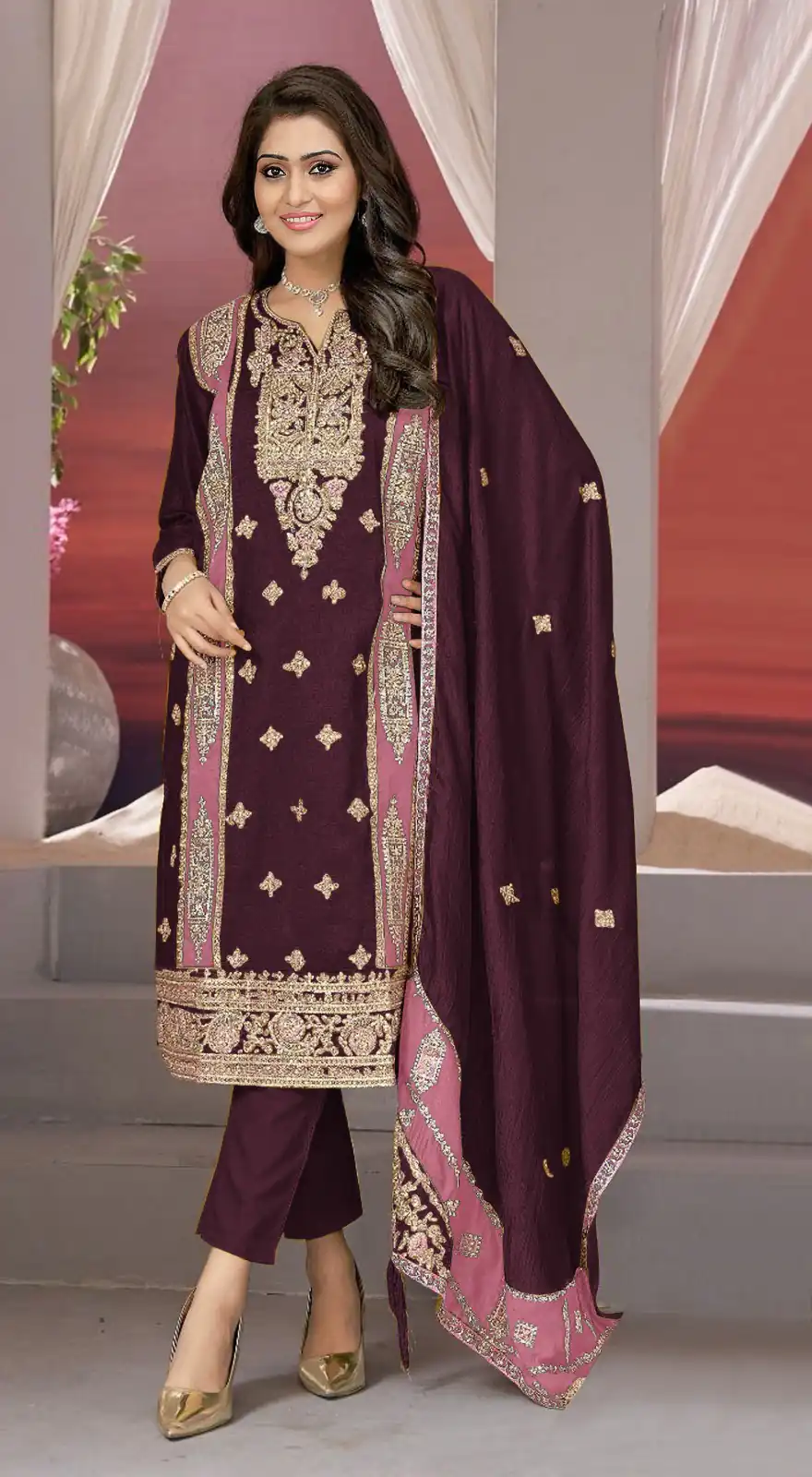FC MARIA 1072 Wine Color Vichitra Embroidery Codding Sequence Salwar Suit Wedding, Party, Festive events, etc.  Expected Delivery  4-6 Working Days @2149/- | Salwar suit, Casual Suits, Creative suits, Designer Suits, Palazzo Suits, Party Wear Suits, Patiala Suits, Straight Suits