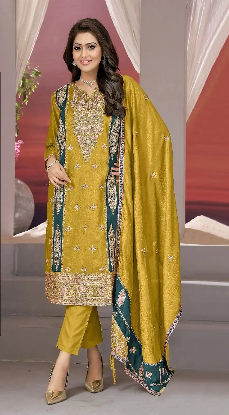 FC MARIA 1072 Yellow Color Vichitra Embroidery Codding Sequence Salwar Suit Wedding, Party, Festive events, etc.  Expected Delivery  4-6 Working Days @2149/- | Salwar suit, Casual Suits, Creative suits, Designer Suits, Palazzo Suits, Party Wear Suits, Patiala Suits, Straight Suits