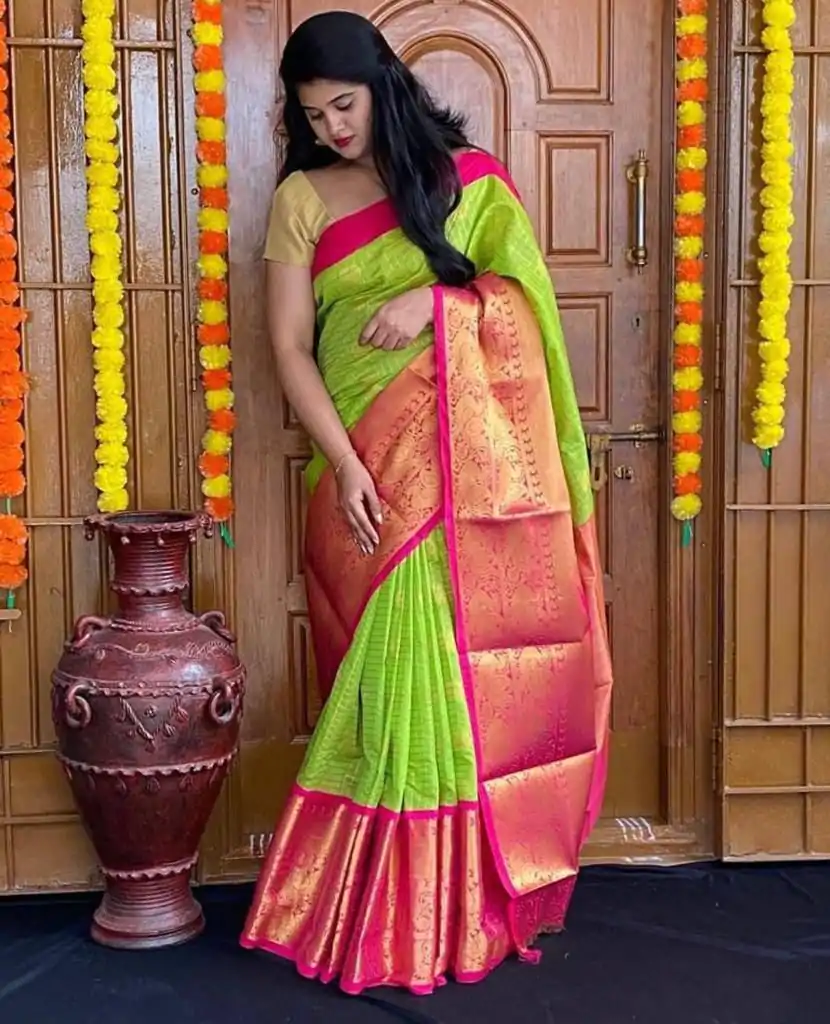 KP 4005 Green Color Soft Lichi Silk Jacquard On All Over Saree Casual, Party Wear, Wedding, Events Etc. Expected Delivery 4-6 Working Days @1449/- | Designer Sarees, Embroidered Sarees, Sarees, Bollywood Sarees, Creative Sarees, Ethnic Saree, Modern Digital sarees, Party Wear Sarees