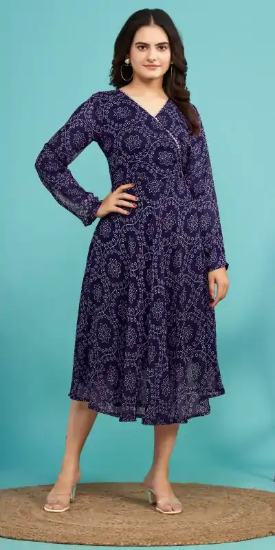 MC 1006 Blue Color fox Georgette Printed Kurti Casual, Party Wear, Wedding, Events, Festivals Wear Expected Delivery 4-6 Working Days @1299/- | Kurti, Bollywood Kurti, Creative Kurtis, Designer Kurti, Party Wear Kurti, Selfie Kurti