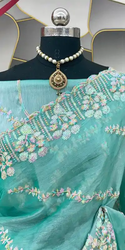 SC 289 Blue Color Jimi Choo Silk Beautiful Embroidery Saree , Party Wear, Events, Festivals Expected Delivery 4-6 Working Days 1999/- | Designer Sarees, Sarees, Bollywood Sarees, Creative Sarees, Embroidered Sarees, Ethnic Saree, Modern Digital sarees, Party Wear Sarees