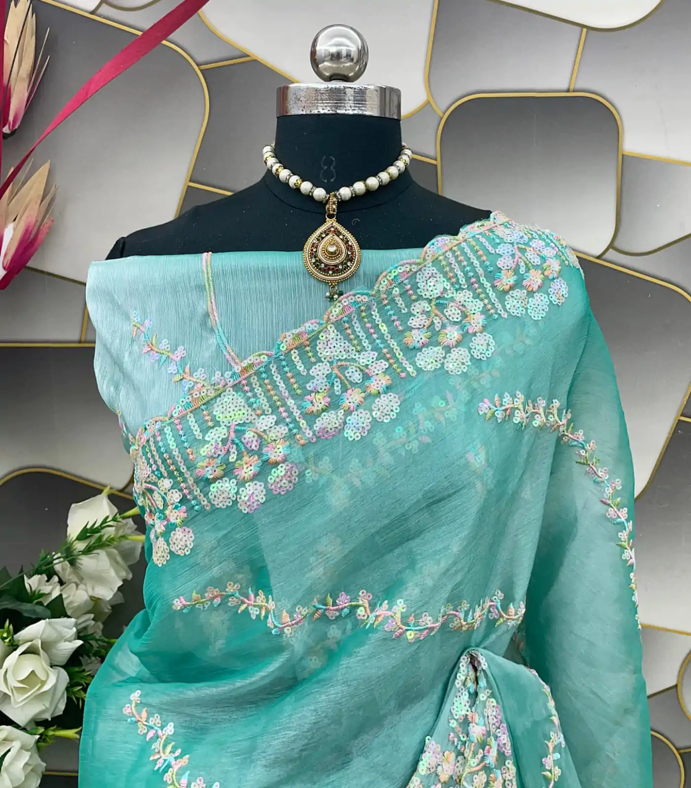 SC 289 Blue Color Jimi Choo Silk Beautiful Embroidery Saree , Party Wear, Events, Festivals Expected Delivery 4-6 Working Days 1999/- | Designer Sarees, Sarees, Bollywood Sarees, Creative Sarees, Embroidered Sarees, Ethnic Saree, Modern Digital sarees, Party Wear Sarees