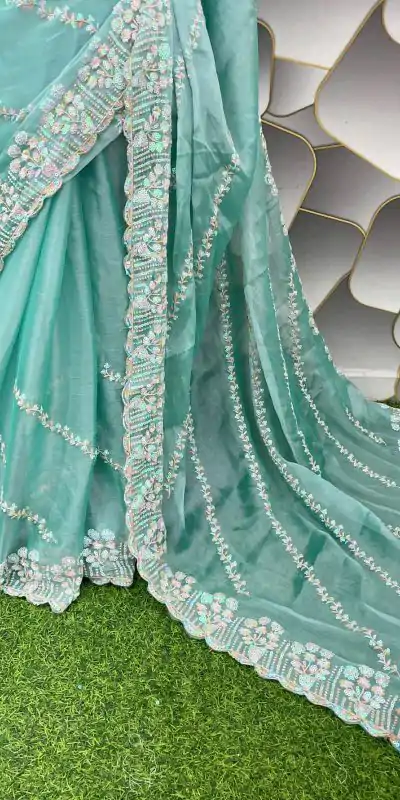 SC 289 Blue Color Jimi Choo Silk Beautiful Embroidery Saree , Party Wear, Events, Festivals Expected Delivery 4-6 Working Days 1999/- | Designer Sarees, Sarees, Bollywood Sarees, Creative Sarees, Embroidered Sarees, Ethnic Saree, Modern Digital sarees, Party Wear Sarees