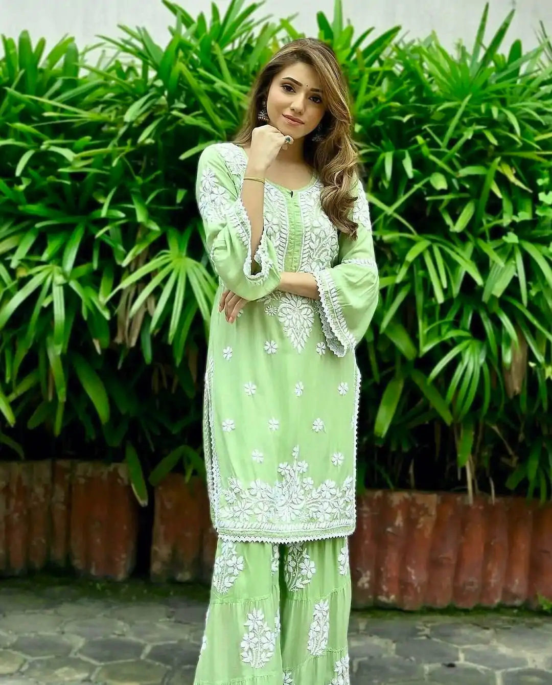 AD 160 Green Color Rayon Chicken Keri Embroidery Sharara Suit Casual, Wedding, Party, Festive, Events Etc. Expected Delivery 4-6 Working Days @1849/- | Jump Suits, Salwar suit, Casual Suits, Creative suits, Designer Suits, Palazzo Suits, Party Wear Suits, Patiala Suits, Straight Suits