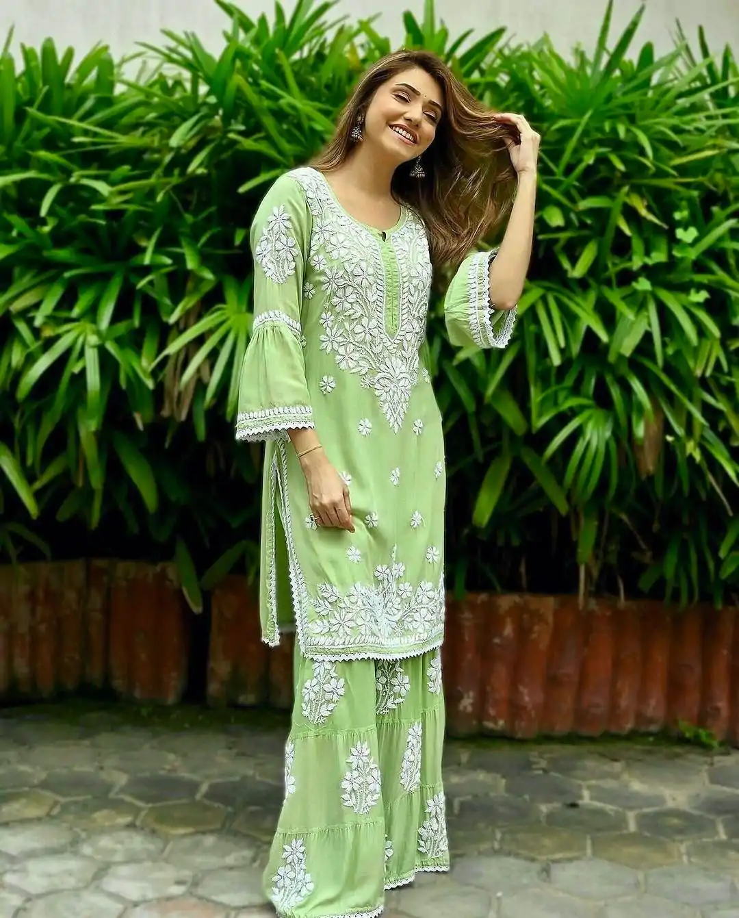 AD 160 Green Color Rayon Chicken Keri Embroidery Sharara Suit Casual, Wedding, Party, Festive, Events Etc. Expected Delivery 4-6 Working Days @1849/- | Jump Suits, Salwar suit, Casual Suits, Creative suits, Designer Suits, Palazzo Suits, Party Wear Suits, Patiala Suits, Straight Suits