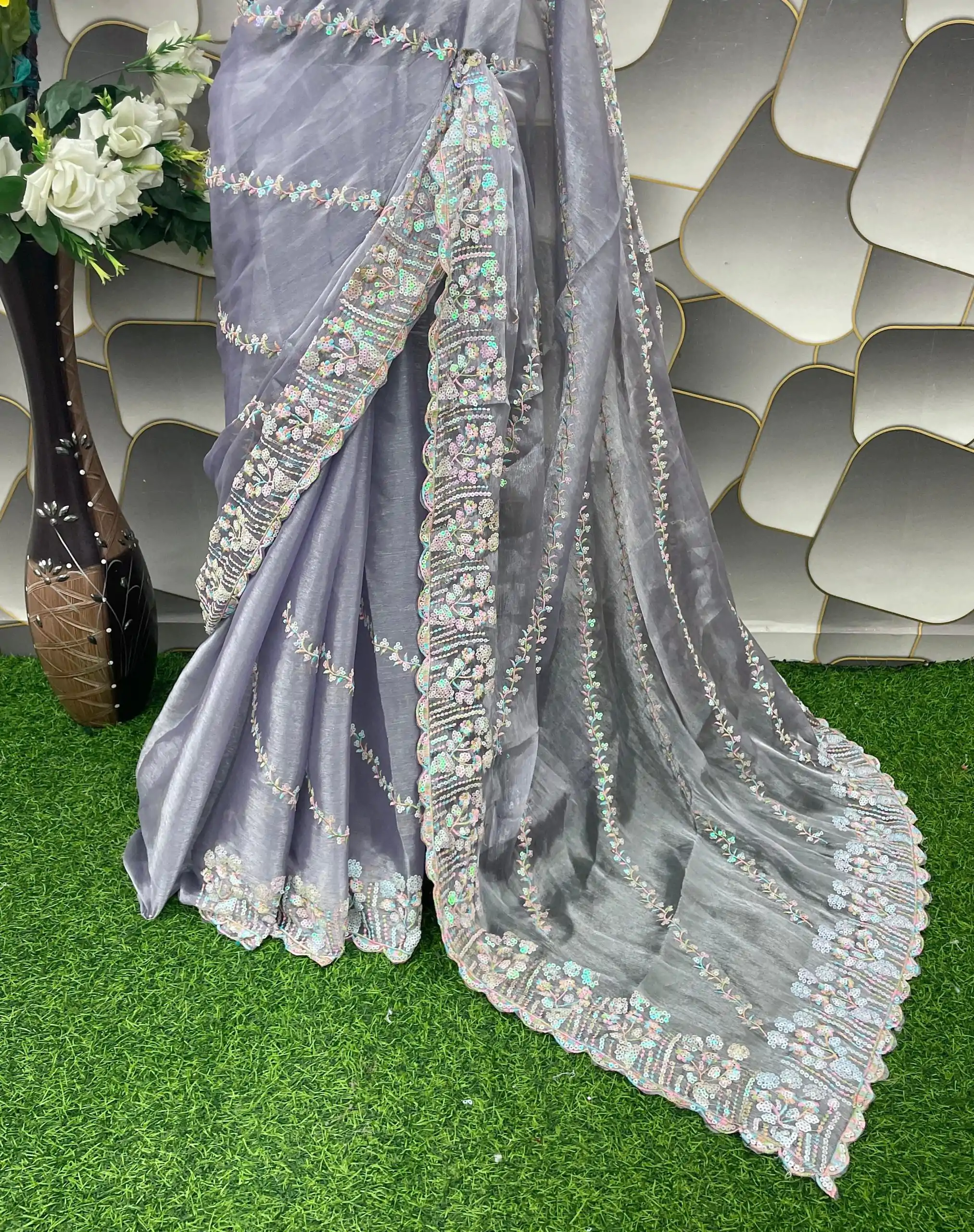  SC 289 Light Violet Color Jimi Choo Silk Beautiful Embroidery Saree, Party Wear, Events, Festivals Expected Delivery 4-6 Working Days 1999/- | Designer Sarees, Sarees, Bollywood Sarees, Creative Sarees, Embroidered Sarees, Ethnic Saree, Modern Digital sarees, Party Wear Sarees