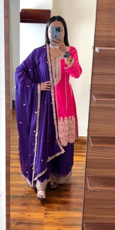 KD 1466 Pink Color Chinon Silk Sequence Work Salwar Suit Casual, Party, Festive, Events Wedding Etc.  Expected Delivery 4-6 Working Days @3049/- | Salwar suit, Casual Suits, Creative suits, Designer Suits, Palazzo Suits, Party Wear Suits, Straight Suits