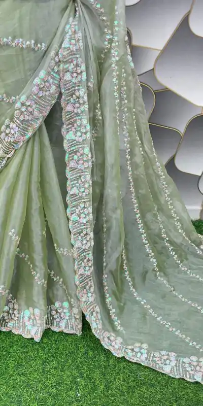 SC 289 Pista Green Color Jimi Choo Silk Beautiful Embroidery Saree , Party Wear, Events, Festivals Expected Delivery 4-6 Working Days 1999/- | Designer Sarees, Sarees, Bollywood Sarees, Creative Sarees, Embroidered Sarees, Ethnic Saree, Modern Digital sarees, Party Wear Sarees