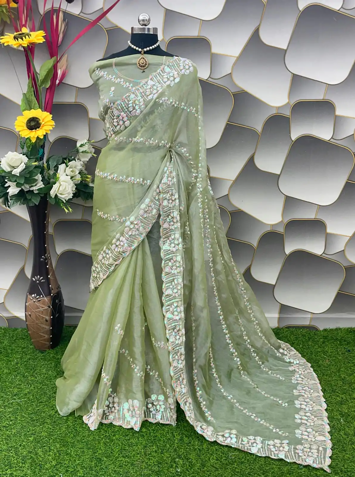  SC 289 Pista Green Color Jimi Choo Silk Beautiful Embroidery Saree , Party Wear, Events, Festivals Expected Delivery 4-6 Working Days 1999/- | Designer Sarees, Sarees, Bollywood Sarees, Creative Sarees, Embroidered Sarees, Ethnic Saree, Modern Digital sarees, Party Wear Sarees