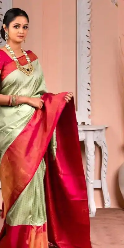 KP 3097 Pista Green Color Soft Lichi Silk Jacquard On All Over Saree Casual, Party Wear, Wedding, Events Etc. Expected Delivery 4-6 Working Days @1449/- | Designer Sarees, Sarees, Bollywood Sarees, Creative Sarees, Embroidered Sarees, Ethnic Saree, Modern Digital sarees, Party Wear Sarees