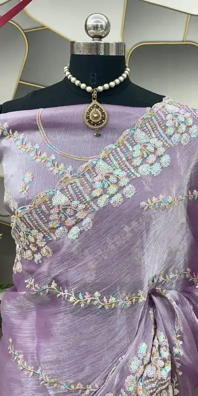 SC 289 Purple Color Jimi Choo Silk Beautiful Embroidery Saree , Party Wear, Events, Festivals Expected Delivery 4-6 Working Days 1999/- | Designer Sarees, Sarees, Bollywood Sarees, Creative Sarees, Embroidered Sarees, Ethnic Saree, Modern Digital sarees, Party Wear Sarees