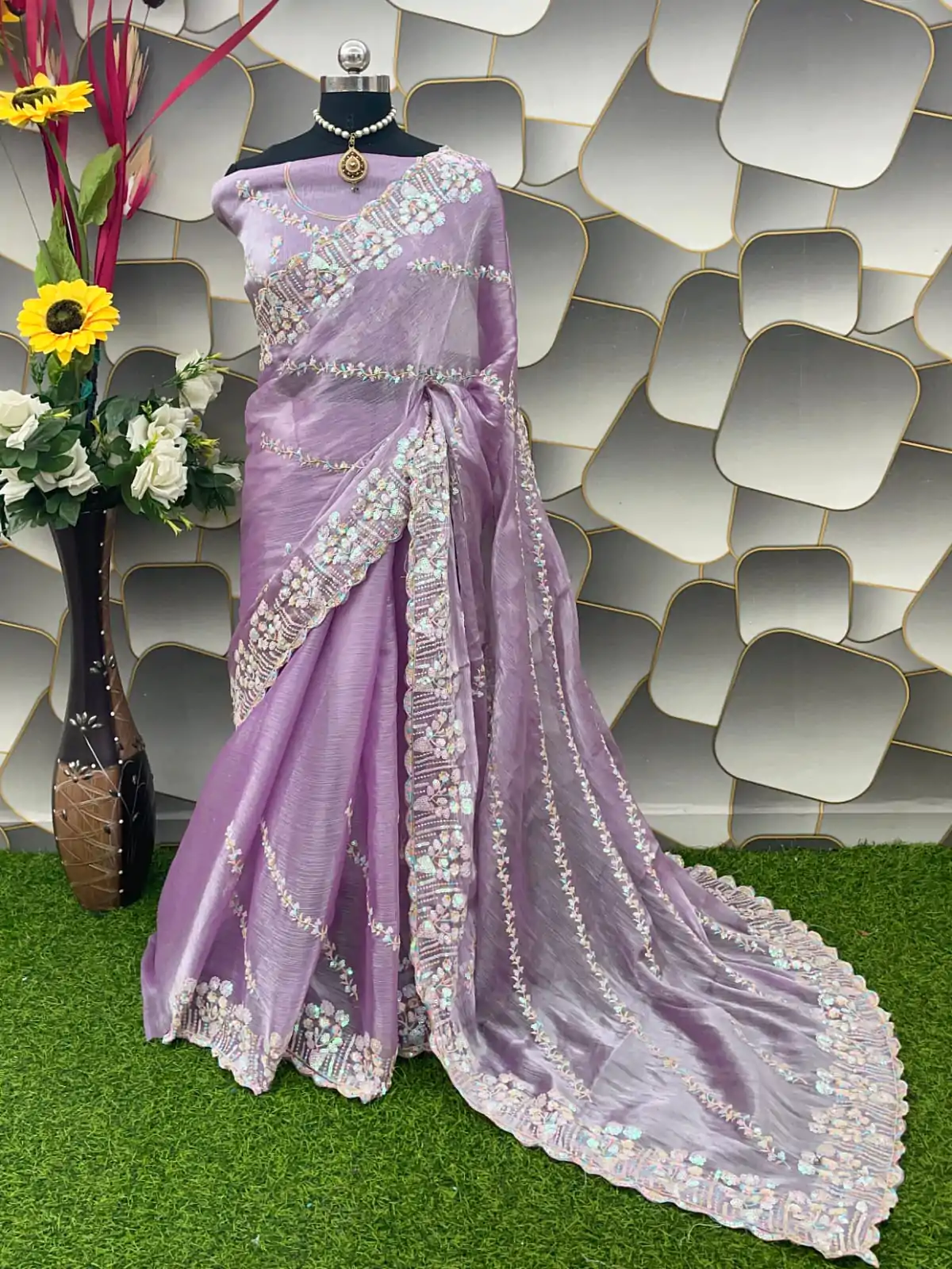  SC 289 Purple Color Jimi Choo Silk Beautiful Embroidery Saree , Party Wear, Events, Festivals Expected Delivery 4-6 Working Days 1999/- | Designer Sarees, Sarees, Bollywood Sarees, Creative Sarees, Embroidered Sarees, Ethnic Saree, Modern Digital sarees, Party Wear Sarees