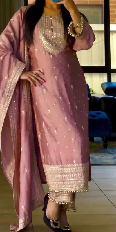 NF 1216 Peach Color Chinon Silk Embroidery Sequence Salwar Suit Casual, Wedding, Party, Festive, Events . Expected Delivery  4-6 Working Days @2149 | Salwar suit, Casual Suits, Creative suits, Designer Suits, Palazzo Suits, Party Wear Suits, Patiala Suits, Straight Suits