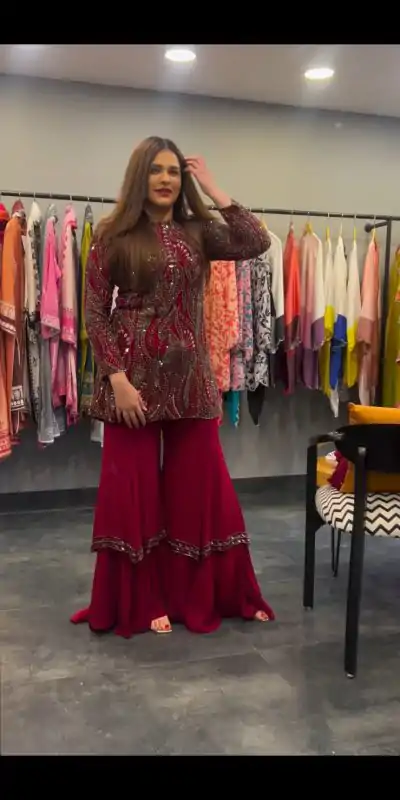 BE 257 Red Color Georgette Sequence Embroidery Salwar Suit Wedding, Party, Festive events, etc.  Expected Delivery  4-6 Working Days @2399/- | Salwar suit, Casual Suits, Creative suits, Designer Suits, Palazzo Suits, Party Wear Suits, Patiala Suits, Straight Suits