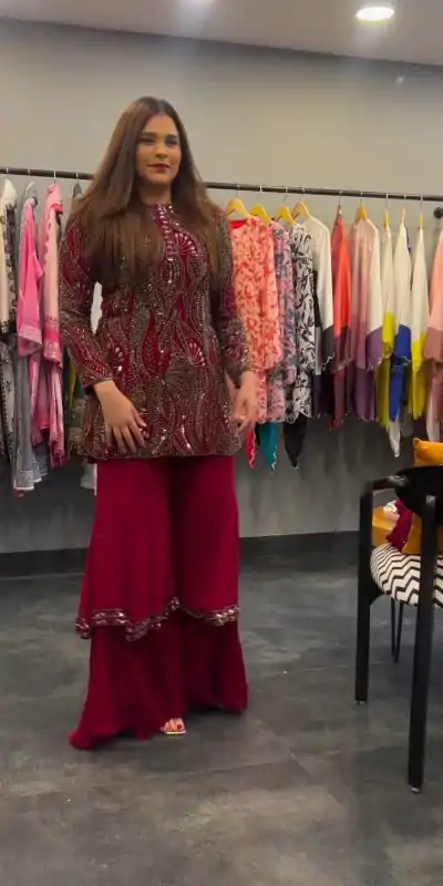 BE 257 Red Color Georgette Sequence Embroidery Salwar Suit Wedding, Party, Festive events, etc.  Expected Delivery  4-6 Working Days @2399/- | Salwar suit, Casual Suits, Creative suits, Designer Suits, Palazzo Suits, Party Wear Suits, Patiala Suits, Straight Suits