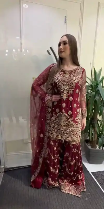 NF 1152 Maroon color Faux Georgette Embroidery Salwar Suit Casual, Wedding, Party, Festive, Events . Expected Delivery  4-6 Working Days @2449 | Jump Suits, Salwar suit, Casual Suits, Creative suits, Designer Suits, Palazzo Suits, Party Wear Suits, Patiala Suits, Straight Suits