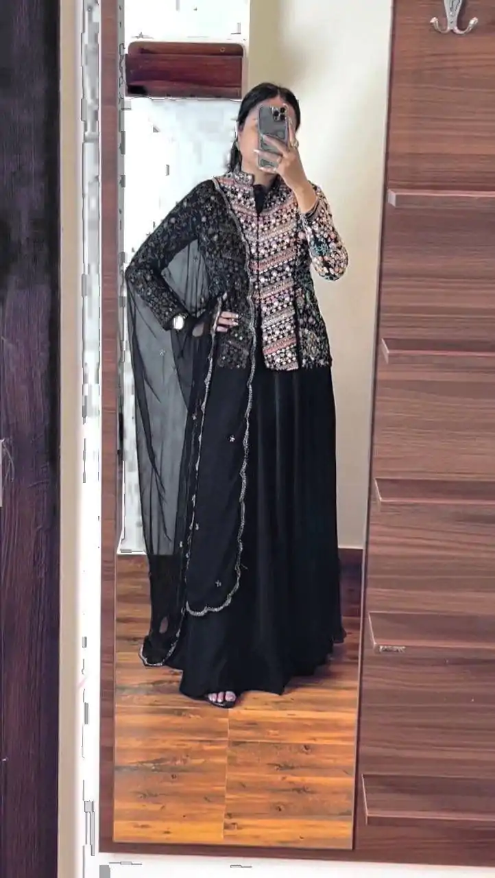 ST 1040 Black Color Georgette Embroidery Lehenga Choli Casual, Wedding, Party, Festive, Events Etc. Expected Delivery 4-6 Working Days @ 2449/- | Lehenga, Bollywood Lehenga, Creative Lehenga, Designer Lehenga, Embroidered Lehenga, Party Wear Lehenga