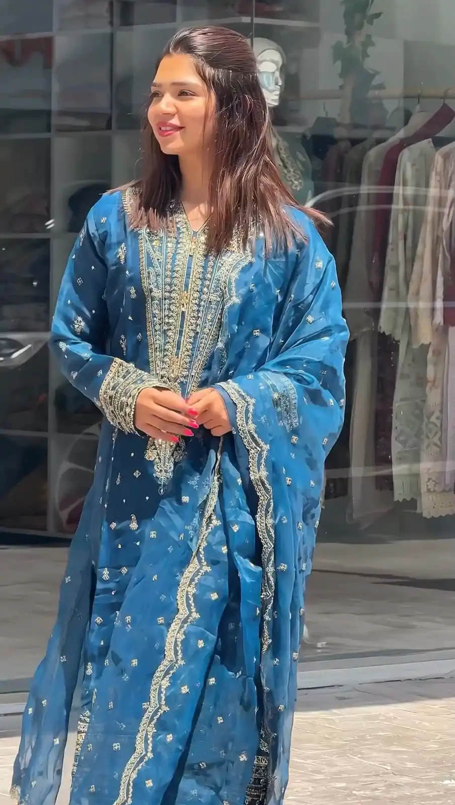 AD 162 Blue Color Organza Silk Embroidery Work Sharara Suit Casual, Wedding, Party, Festive, Events Etc. Expected Delivery 4-6 Working Days @1899/- | Jump Suits, Salwar suit, Casual Suits, Creative suits, Designer Suits, Palazzo Suits, Party Wear Suits, Patiala Suits, Straight Suits
